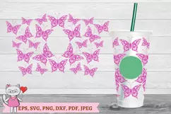 Butterfly Tumbler svg, Full Wrap Venti Cold Cup 24 oz Product Image 1