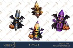 Halloween School Supply Monster Clipart Bundle PNG, 4 Cute Product Image 1