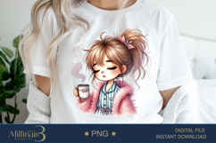 Funny Girl Early Morning PNG | Less Talk More Coffee PNG Product Image 1