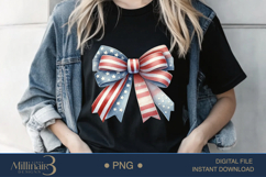Coquette Bow USA Flag PNG | Girly 4th of July PNG for Tees, Product Image 2