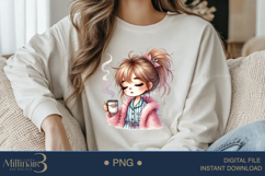 Funny Girl Early Morning PNG | Less Talk More Coffee PNG Product Image 3