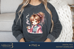 Funny Girl Early Morning PNG | Less Talk More Coffee PNG Product Image 4
