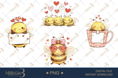 Cute Valentine Bee Clipart PNG | Hand Drawn Love Bee with He Product Image 1