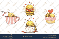 Cute Valentine Bee Clipart PNG | Hand Drawn Love Bee with He Product Image 1