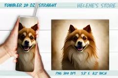 Tumbler wrap vintage dog | Pomeranian Dog sublimation png Product Image 1