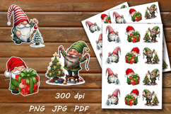 Christmas Gnomes. Stickers, cutting craft files, PNG Product Image 1