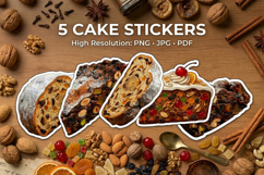 Cake stickers pack. Sweet desert food stickers PNG isolated Product Image 1
