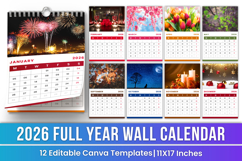 2026 Full Year Wall Calendar Canva Templates Product Image 1