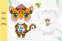 Cute cartoon tiger with beautiful eyes, Year of Tiger 2022 Product Image 1