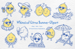 Whimsical Citrus Summer Lemon Clipart 24 Hand-Drawn Product Image 1