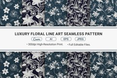 Luxury Floral Line Art Seamless Pattern Product Image 1