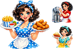 Retro Diner Waitress Sublimation Clipart Product Image 1