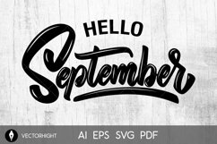September. Lettering phrase isolated on white. Design Product Image 1