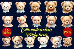 16 Adorable Watercolor Teddy Bear Clipart Collection Product Image 1