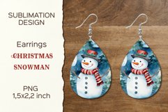 Christmas Snowman | Earring Teardrop | Sublimation Design Product Image 1