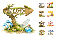 Watercolor Directional Signpost Clipart Product Image 1