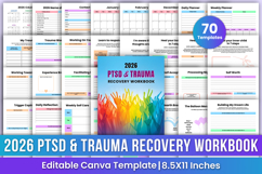 2026 PTSD &amp; Trauma Recovery Workbook Canva Templates Product Image 1