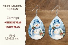 Christmas Snowman | Earring Teardrop | Sublimation Design Product Image 1