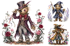 Whimsical Scarecrow Clipart Bundle, Autumn PNG Product Image 1