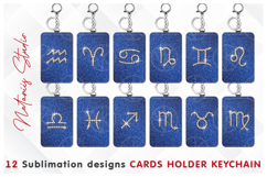 12 Diamond Zodiac Signs - Cards Holder Keychain Sublimation Product Image 1