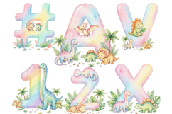 Pastel Dinosaur Alphabet Clipart Bundle Product Image 1