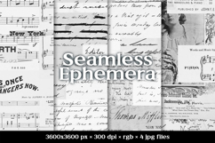 Seamless Vintage Digital Paper, Black &amp; White Scrapbooking Product Image 1