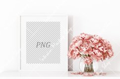 White frame mockup and pink flowers Product Image 3