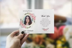 Floral Funeral Thank You Card, Ms Word & Photoshop Template Product Image 1