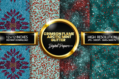 Crimson Flame Arctic Mint Glitter Digital Papers - 04 Variat Product Image 1