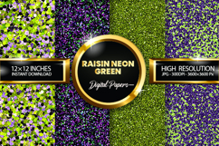 Raisin Neon Green Glitter Digital Papers - 04 Varitions Product Image 1