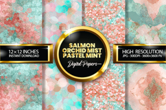 Salmon Orchid Mist Pastel Mint Glitter Digital Papers Product Image 1