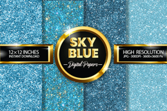 Sky Blue Glitter Glitter Digital Papers - 04 Variations Product Image 1