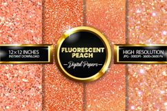 Fluorescent Peach Glitter Digital Papers - 04 Variations Product Image 1