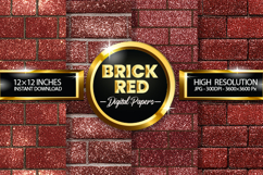 Brick Red Glitter Digital Papers - 04 Variations Product Image 1
