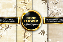 Beige Flower Glitter Digital Papers - 04 Variations Product Image 1