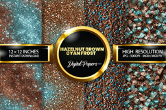 Hazelnut Brown Cyan Frost Glitter Digital Papers Glitter Product Image 1