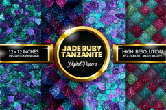Jade Ruby Tanzanite Glitter Digital Papers - 04 Variations Product Image 1