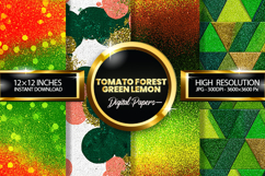 Tomato Forest Green Lemon Digital Papers - 04 Varitions Product Image 1
