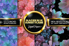 Glacier Blue Flame Glitter Digital Papers - 04 Varitions Product Image 1