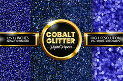 Cobalt Glitter Digital Papers - 04 Variations Product Image 1