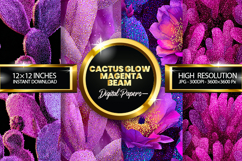 Cactus Glow Magenta Beam Glitter Digital Papers Product Image 1
