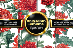 Chrysanthemums Digital Papers - 04 Variations Product Image 1