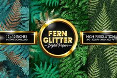 Seamless Fern Glitter Digital Papers - 04 Variations Product Image 1