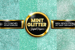 Mint Glitter Digital Papers - 04 Variations Product Image 1