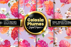 Celosia Plumes Digital Papers - 04 Variations Product Image 1