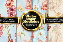 Watercolor Gladiolus Digital Papers - 04 Variations Product Image 1