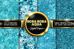 Bora Bora Aqua Glitter Digital Papers - 04 Variations Product Image 1