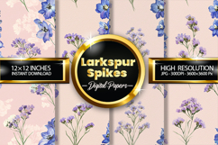 Larkspur Spikes Digital Papers - 04 Variations Product Image 1