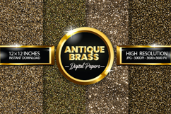 Antique Brass Glitter Digital Papers - 04 Variations Product Image 1