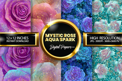 Mystic Rose Aqua Spark Glitter Digital Papers - 04 Varitions Product Image 1